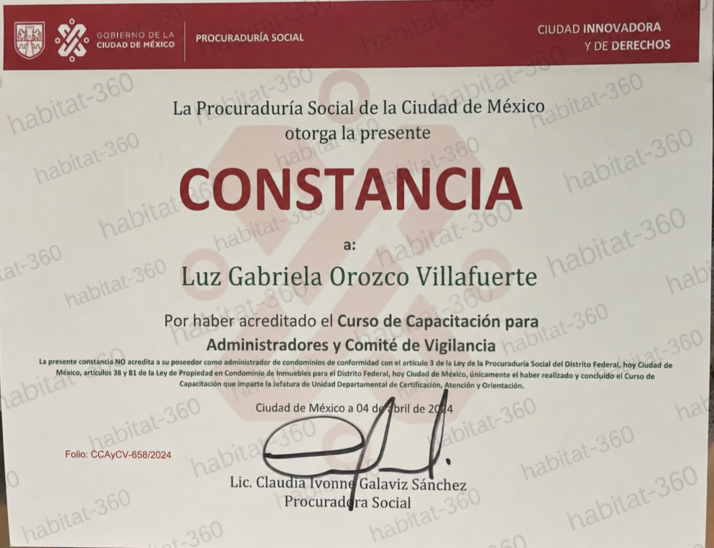 Constancia de Habitat 360